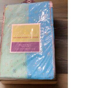 Mermaid One Rod Pocket Valance Teal Blue with Glitter Accents 54 in. W x 18 in.